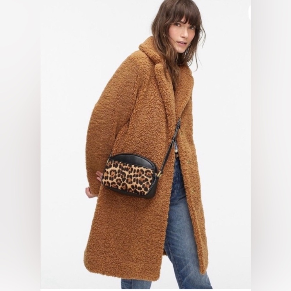 RACHEL ZOE Copper Brown Cozy Teddy Long Coat Notched Collar Size L